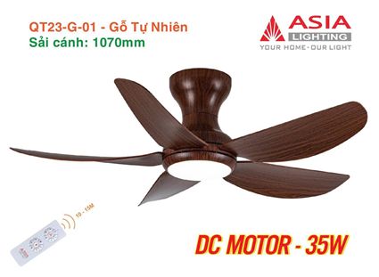 Quạt trần đèn cao cấp 05 cánh - QT23 - Gỗ tự nhiên
