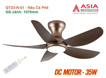 Quạt trần đèn cao cấp 05 cánh - QT23 - Nâu cà phê