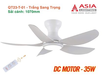 Quạt trần đèn cao cấp 05 cánh - QT23 - Trắng sang trọng
