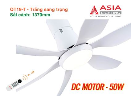 Quạt trần đèn cao cấp 06 cánh - sải cánh 1370 - QT19 - DC Motor