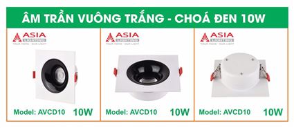 Âm trần vuông thân trắng - Chóa đen 10W