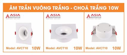 Âm trần vuông thân trắng - Chóa trắng 10W