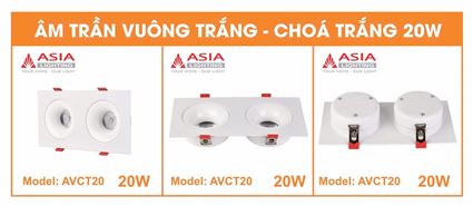 Âm trần vuông thân trắng - Chóa trắng 20W