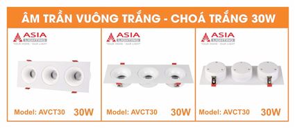 Âm trần vuông thân trắng - Chóa trắng 30W