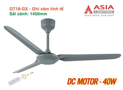 Quạt trần cao cấp 03 cánh QT18 - Ghi xám tinh tế