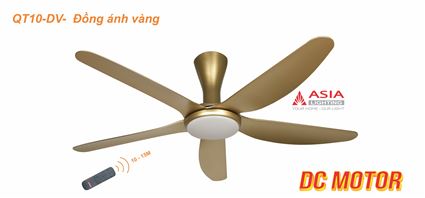 Quạt trần đèn cao cấp QT10-DV-01 - Đồng ánh vàng