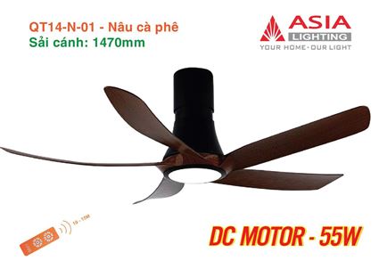 Quạt trần đèn cao cấp 05 cánh QT14 - Nâu cà phê
