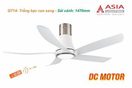 Quạt trần đèn cao cấp 05 cánh QT14 - Trắng bạc cao sang