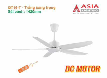 Quạt trần cao cấp 05 cánh QT16 - Trắng sang trọng